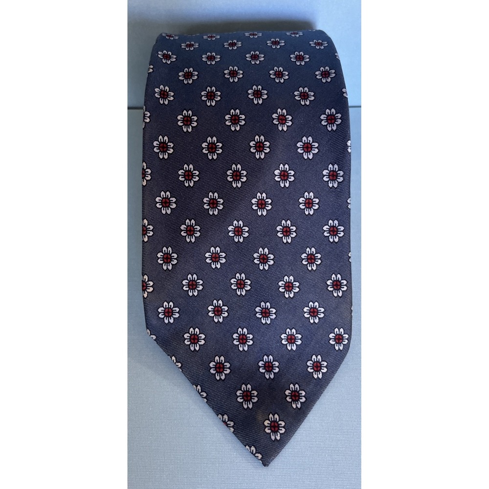 Vintage Harrods Silk Tie Made in England by John Comfort‎ Gray Floral Medallion